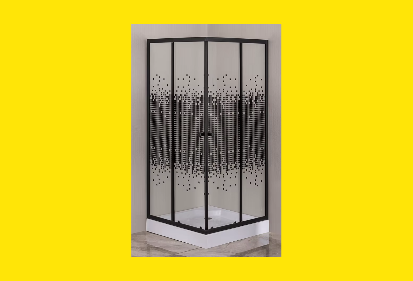 Shower Door Black Mosaic